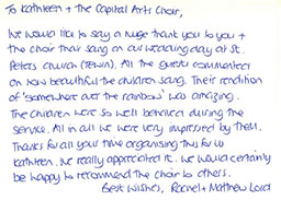 Rachel and Matthew Lord wedding memo